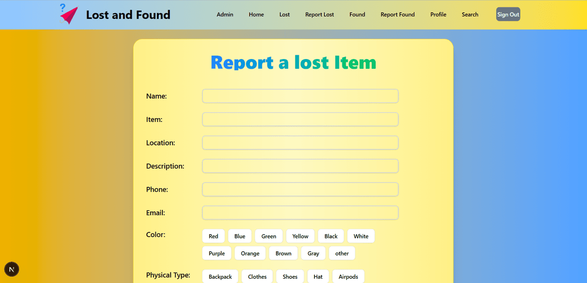 Report lost items
